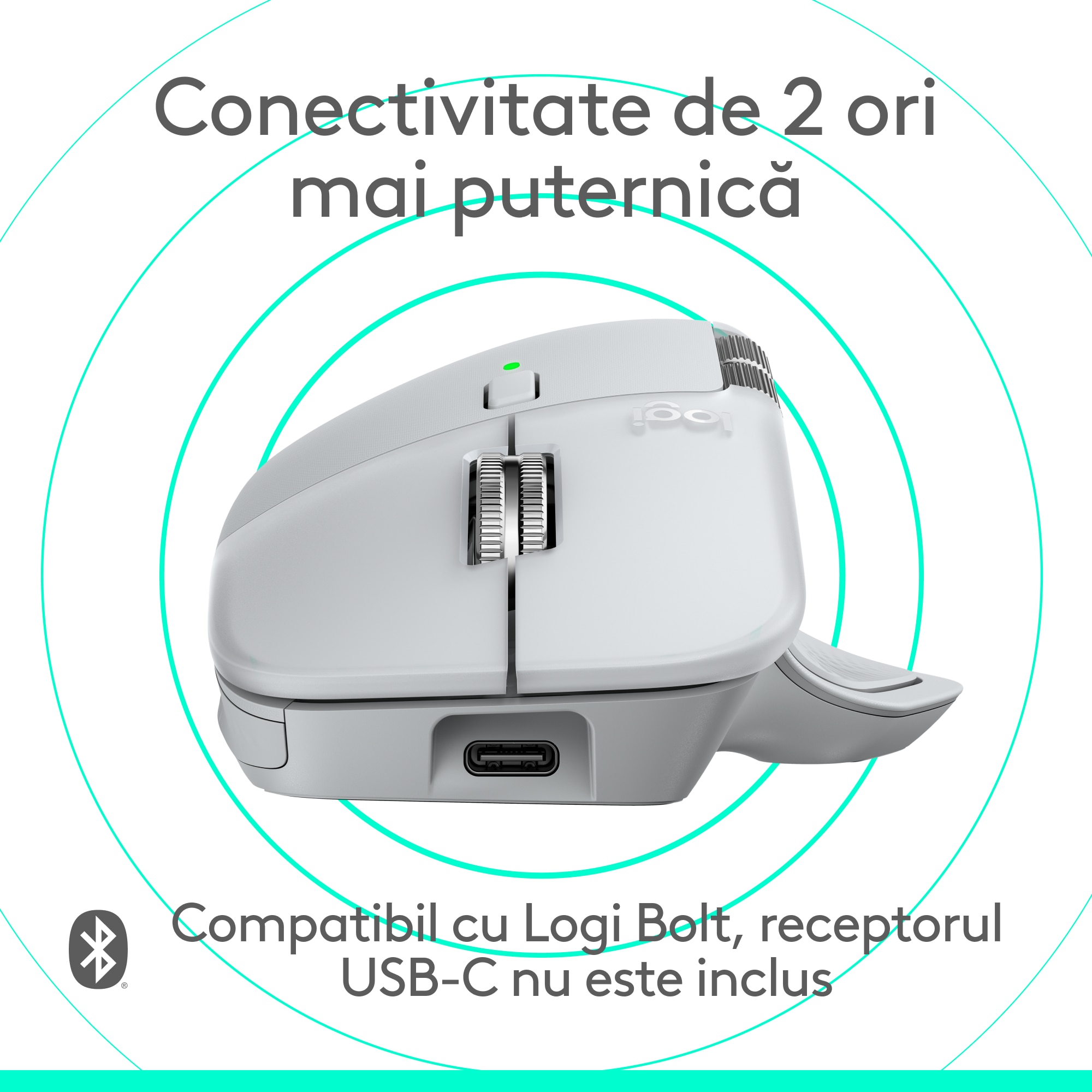 Mouse Wireless Logitech MX Master 4 for MAC, Silent, USB, BT, White Silver