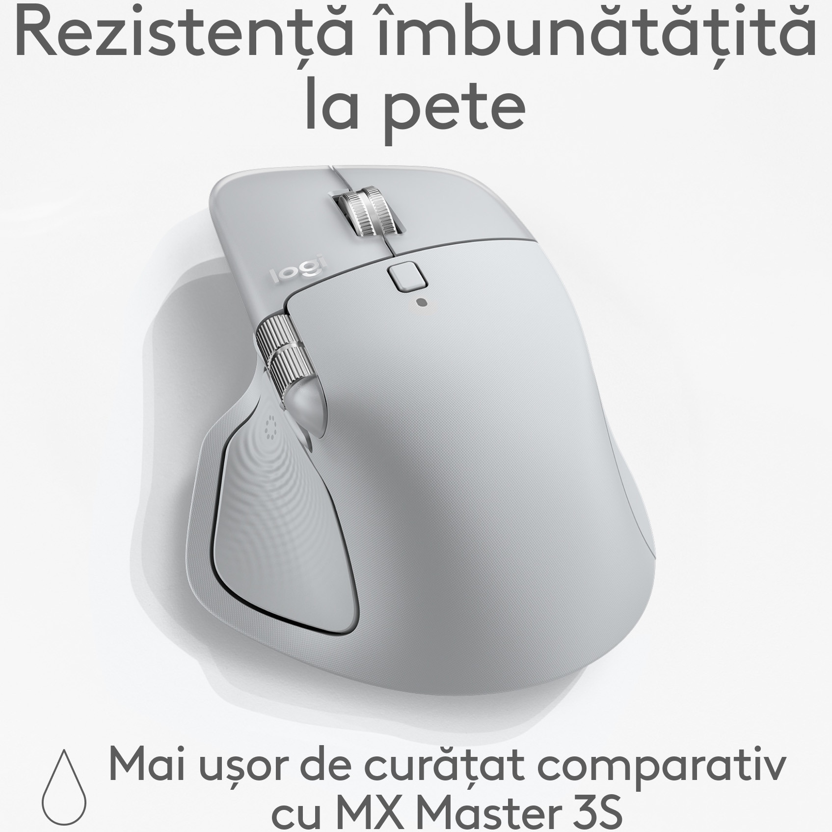 Mouse Wireless Logitech MX Master 4, Silent, USB, BT, Pale Grey