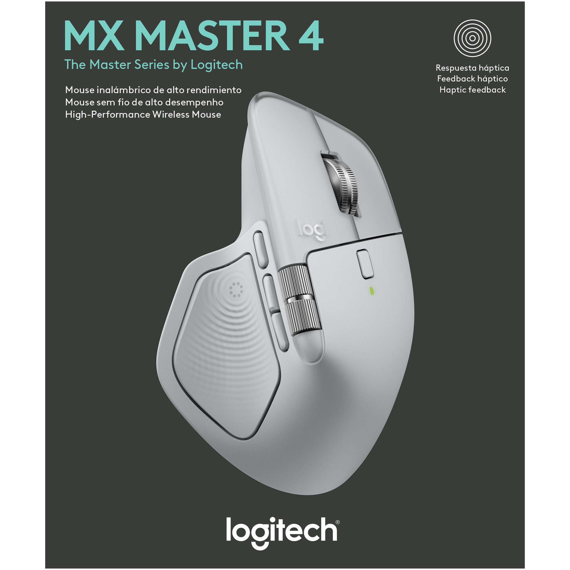 Mouse Wireless Logitech MX Master 4 for MAC, Silent, USB, BT, White Silver
