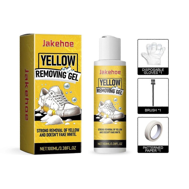 Гел за почистване на бели обувки, Jakehoe 100ml, премахване на петна, против пожълтяване