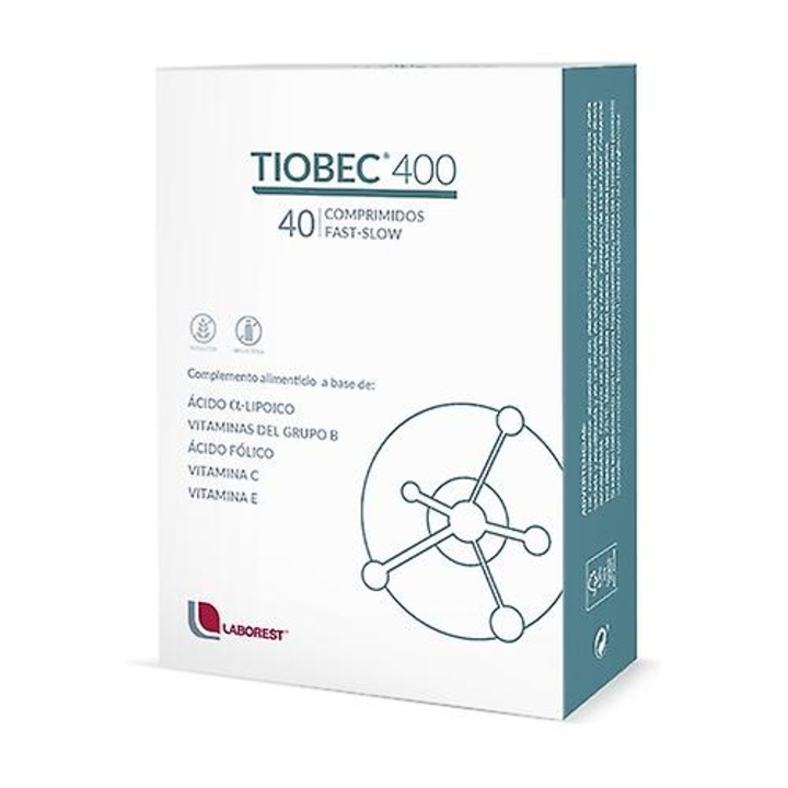 Supliment alimentar Tiobec 400, Laborest, acid alfa-lipoic, vitamine B, C, E, 40 tablete