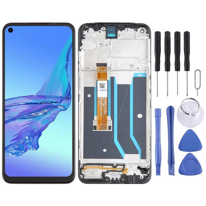 Asamblare completa LCD cu digitizator si cadru pentru OPPO A53s 4G, negru