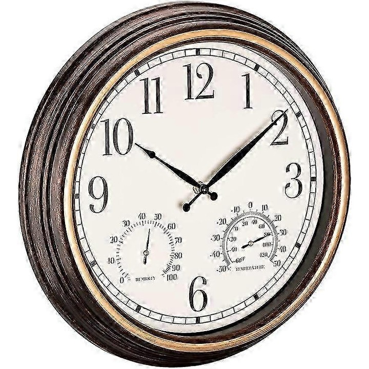 Kültéri dekor óra, 30.5cm, hőmérővel és páratartalommérővel, elemmel működik