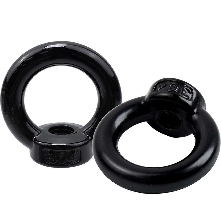 Set de 2 piulite cu inel M8, otel inoxidabil, finisaj negru, dimensiune M8