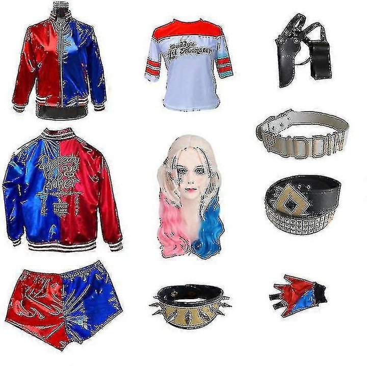 Set complet costum Harley Quinn, multicolor, M