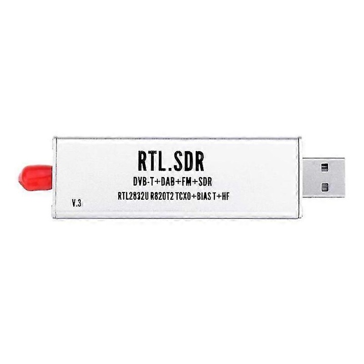 Receiver RTL2832U, 500kHz-1.7GHz, R820T2, SMA F, racire pasiva, argintiu