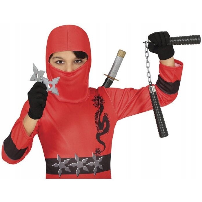 Set Accesorii Ninja, Guirca, Nunchak, Katana, Shuriken x2