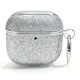 Fülhallgató tok, védőtok AirPods 4-hez, UXINHOME, galvanizált strassz, ütésálló, kemény tok, ezüst