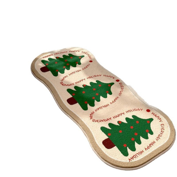 Covor 120x40 cm, model brad, potrivit pentru sufragerie si dormitor, material imitie casmir, culoare maro