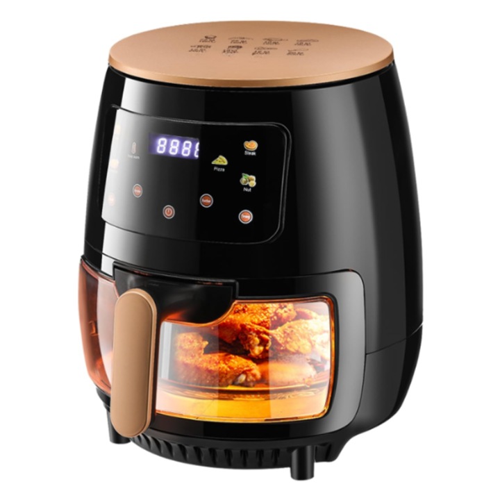 Friteuza fara Ulei cu Aer Cald, 6L, 2400W, Functii de Coacere si Prajire, Negru