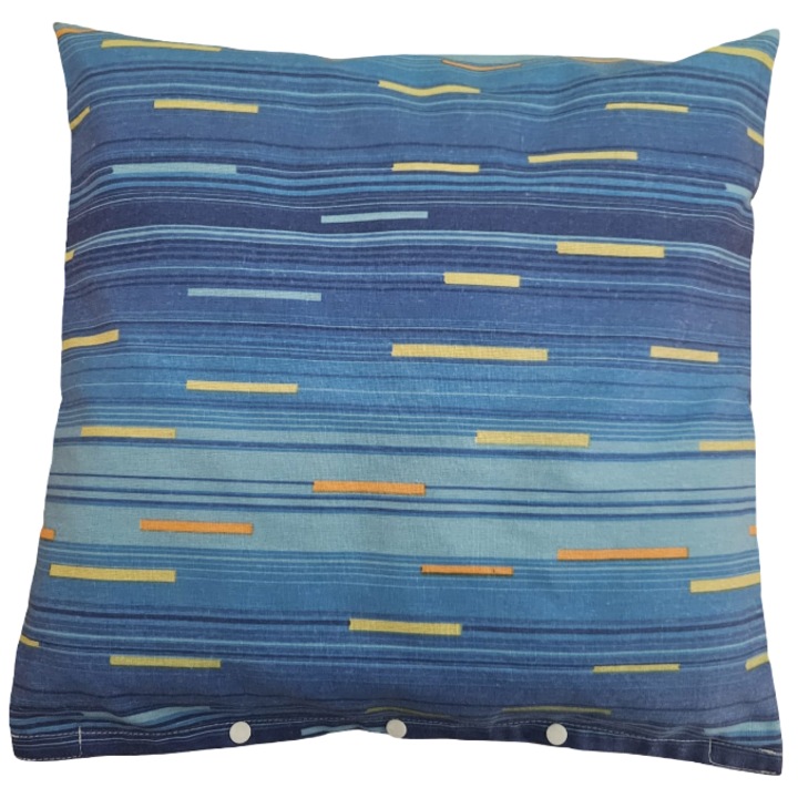 Fata de Perna Linii Paralele Albastru Bumbac Satinat 40x40 cm