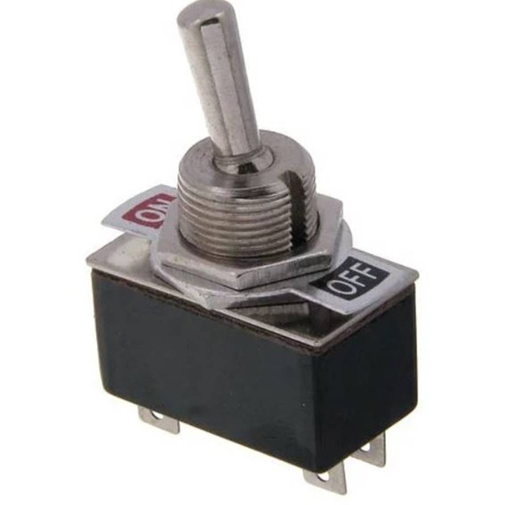 Comutator cu levier KN3-103, ЦК, 3 pini, 3 poziții, Negru, 250VAC, 3A, Ø12mm, SPST