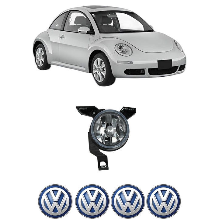 Lampa Proiector Stanga Volkswagen NEW BEETLE (9C1, 1C1) din 1998-2010, Auto, Tip bec H1, Depo, 4 Stickere auto cu Volkswagen