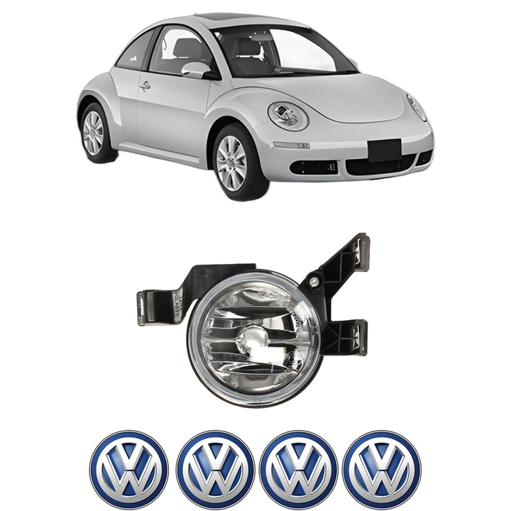 Lampa Proiector Stanga Volkswagen NEW BEETLE (9C1, 1C1) din 1998-2010, Auto, Tip bec H1, Depo, 4 Stickere auto cu Volkswagen