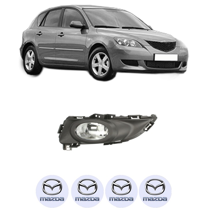 Lampa Proiector Stanga MAZDA 3 (BK) din 2003-2009, Auto, Tip bec H11, Depo, 4 Stickere auto cu MAZDA