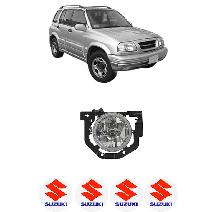 Lampa Proiector Stanga SUZUKI GRAND VITARA I Open Off-Road Vehicle (GT) din 1998-2003, Auto, Tip bec H3, Depo, 4 Stickere auto cu SUZUKI