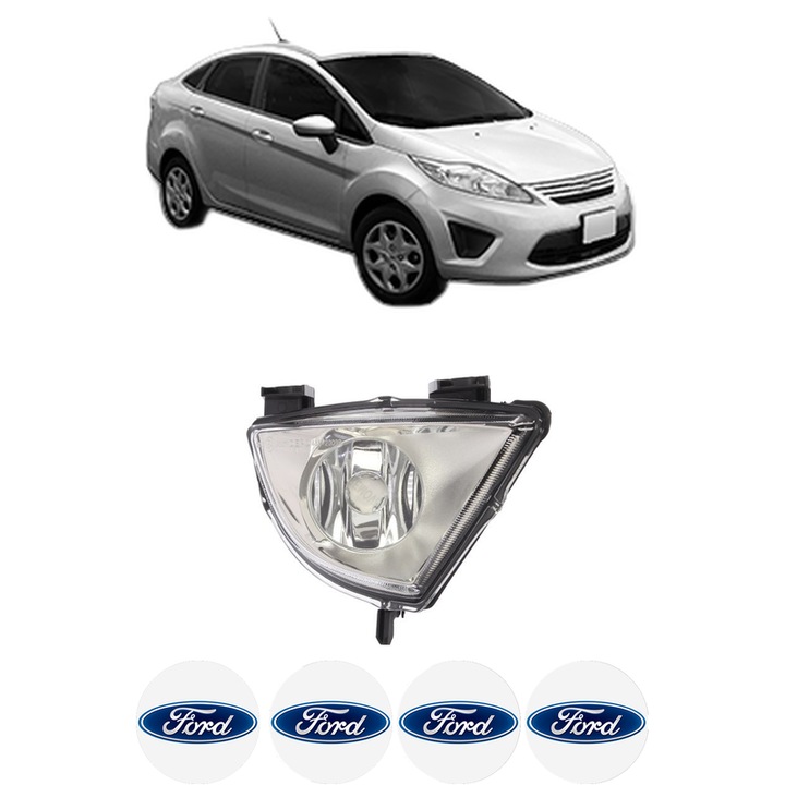 Lampa Proiector Dreapta FORD FIESTA Saloon din 2002-2013, Auto, Tip bec H11, Depo, 4 Stickere auto cu FORD