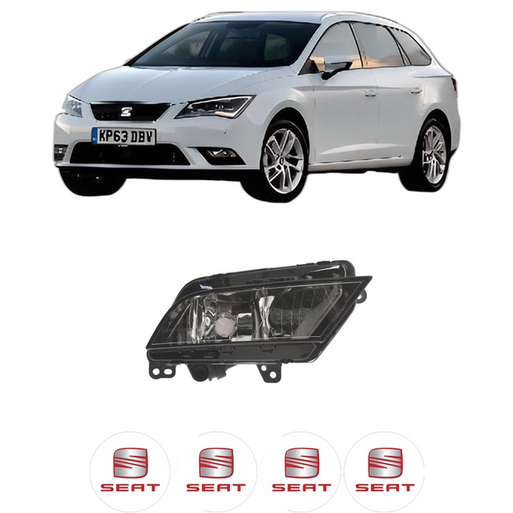 Lampa Proiector Dreapta SEAT LEON ST Estate Van (5F8) din 2014-2020, Auto, Tip bec H8, Depo, 4 Stickere auto cu SEAT