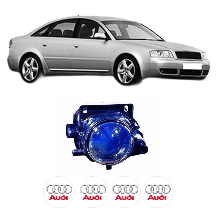Lampa Proiector Dreapta AUDI A6 C5 (4B2, 4B4) din 1997-2005, Auto, Tip bec H3, Depo, 4 Stickere auto cu AUDI