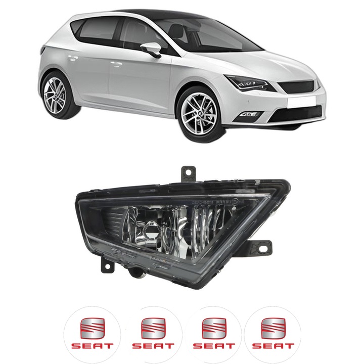 Lampa Proiector Dreapta SEAT LEON (5F1) din 2012-2020, Auto, Tip bec H8, Depo, 4 Stickere auto cu SEAT
