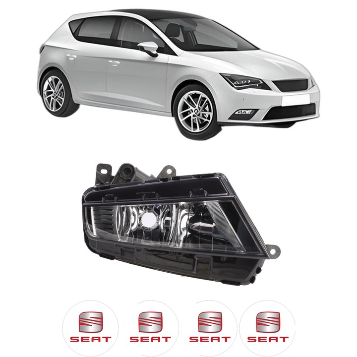 Lampa Proiector Stanga SEAT LEON (5F1) din 2012-2020, Auto, Tip bec H8, Depo, 4 Stickere auto cu SEAT