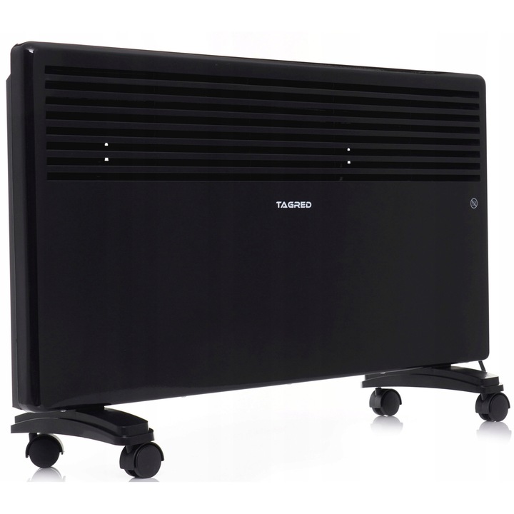 Radiator electric convector Tagred 2000W, negru, 50x82x12,5cm, cu roti, termostat, protectie la supraincalzire