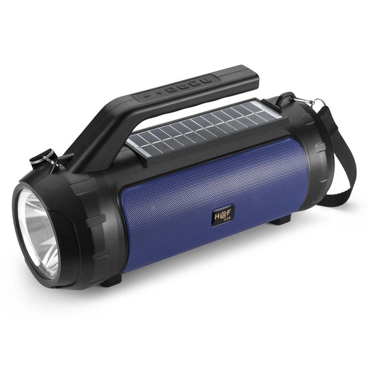 Boxa Audio Portabila cu Lanterna, Design Modern, Albastru / Negru, Functii Multimedia, Compacta