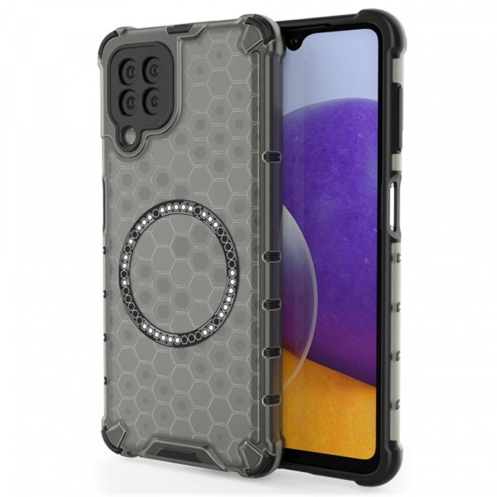 Husa MagSafe pentru Samsung Galaxy A22 5G A226, HoneyComb Shield, Neagra