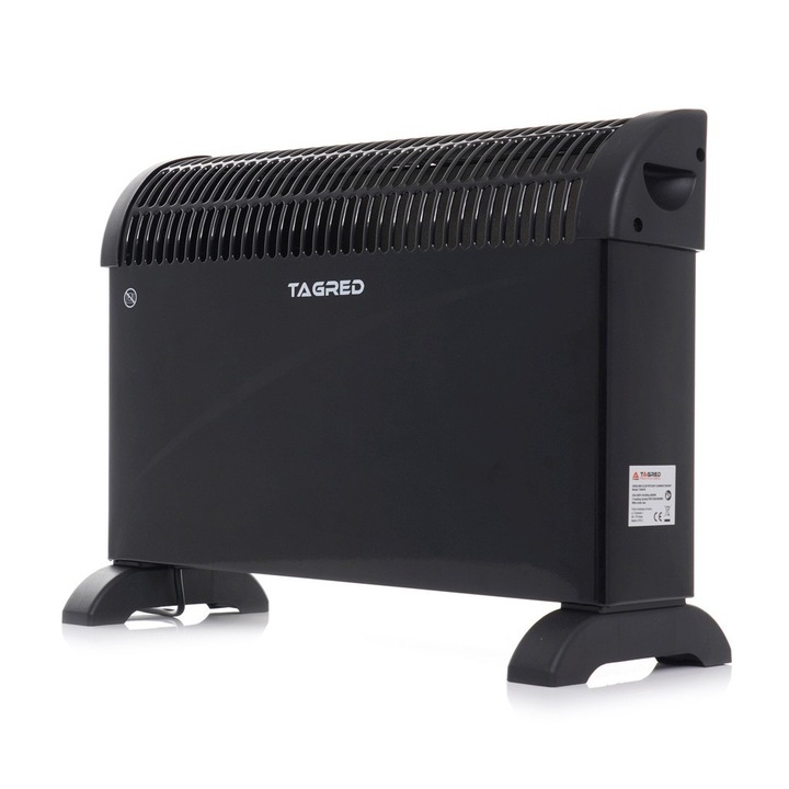 Convector electric Tagred TA901B 2000W, termostat, functie TURBO, negru, 53.5x13x39cm