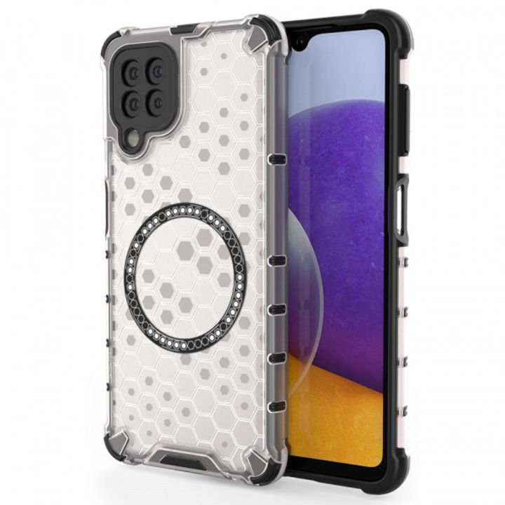 Husa MagSafe pentru Samsung Galaxy A22 5G A226, HoneyComb Shield, Alba