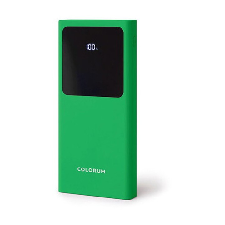 Mobiltelefon Power Bank, 10000 mAh kapacitás, USB, zöld