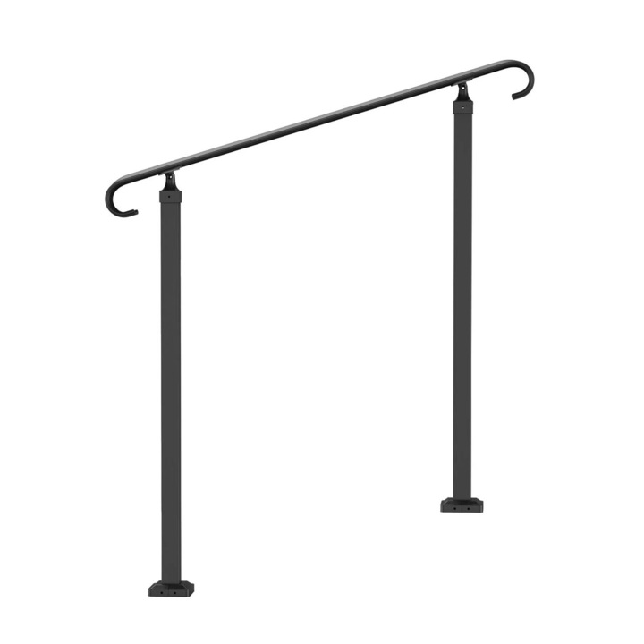 Balustradă, oțel, Vivatechnix, 1-3 trepte, negru, 100x97,4 cm, înălțime maximă trepte 45 cm