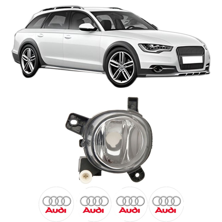 Lampa Proiector Stanga AUDI A4 Allroad B8 (8KH) din 2009-2016, Auto, Tip bec H11, Depo, 4 Stickere auto cu AUDI