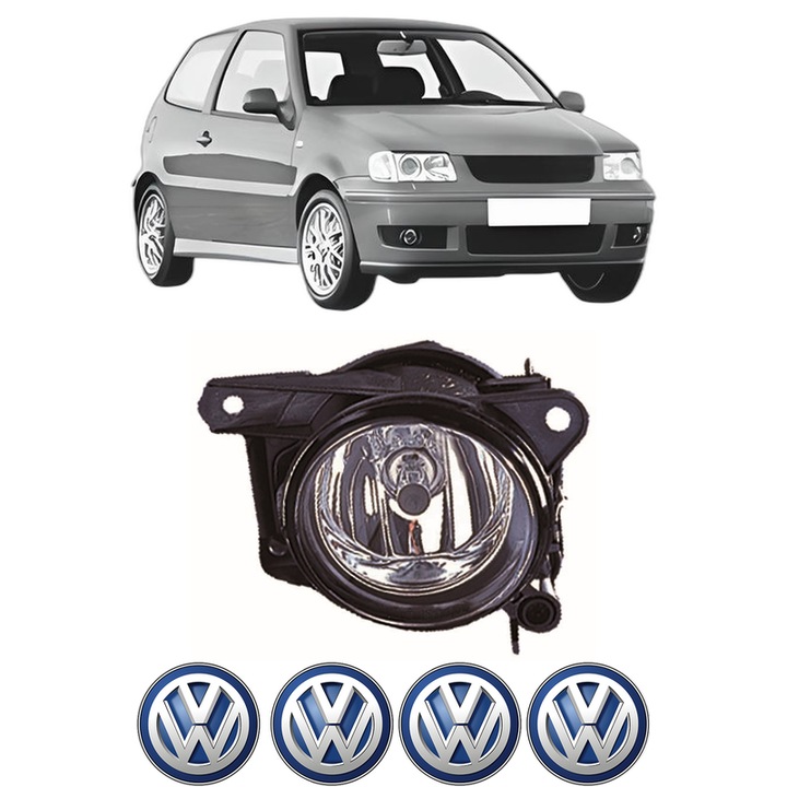 Lampa Proiector Dreapta Volkswagen POLO (6N2) din 1999-2001, Auto, Tip bec H7, Depo, 4 Stickere auto cu Volkswagen