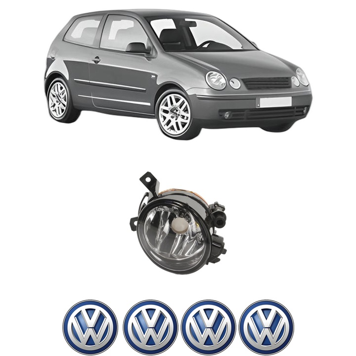 Lampa Proiector Dreapta Volkswagen POLO IV (9N_, 9A_) din 2001-2009, Auto, Tip bec HB4, Depo, 4 Stickere auto cu Volkswagen