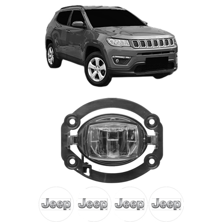 Lampa Proiector Dreapta Stanga JEEP COMPASS (MP, M6, MV, M7) din 2016-2022, Auto, Tip bec LED, Depo, 4 Stickere auto cu JEEP