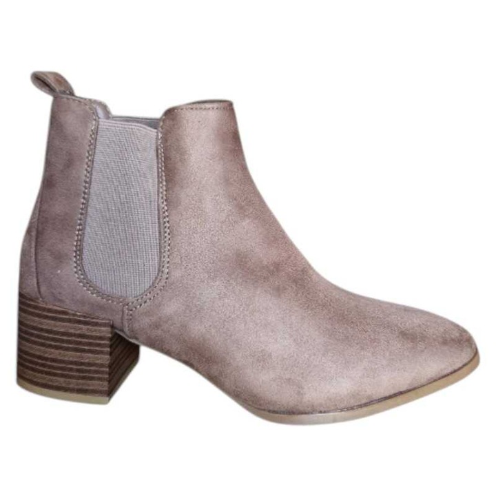 Botine femei Fashion tip Chelsea cu elastic pe ambele parti cu toc gros de 4.5 cm inalt look chic si versatil U4