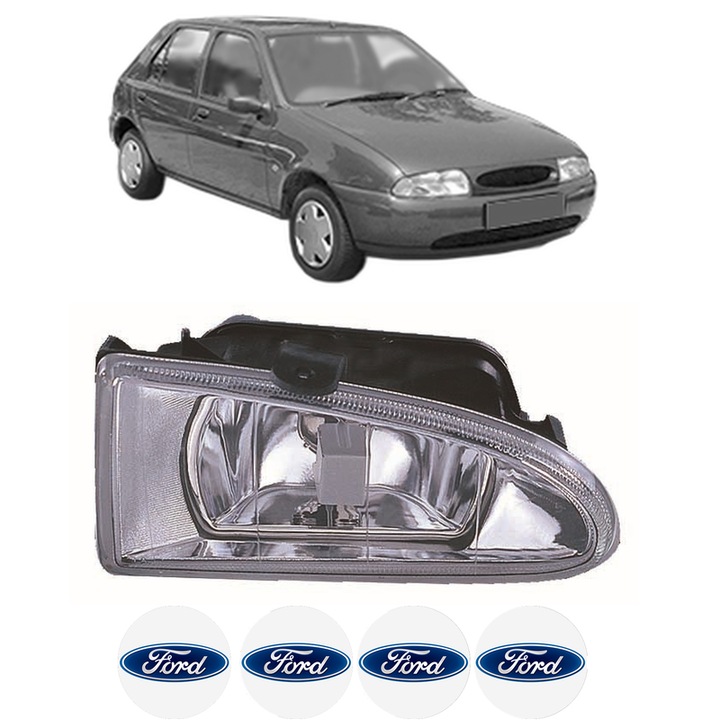 Lampa Proiector Stanga FORD FIESTA IV (JA_, JB_) din 1995-2002, Auto, Tip bec H1, Depo, 4 Stickere auto cu FORD
