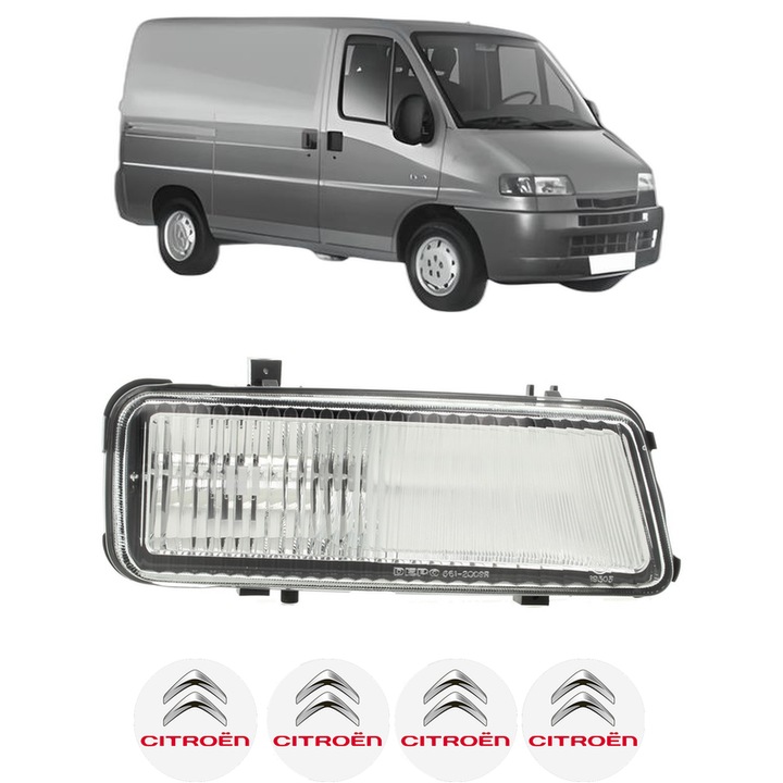 Lampa Proiector Dreapta CITROEN JUMPER I Van (230L) din 1994-2002, Auto, Tip bec H3, Depo, 4 Stickere auto cu CITROEN