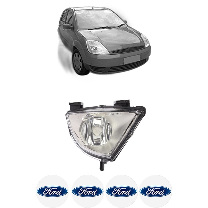 Lampa Proiector Dreapta FORD FIESTA V (JH_, JD_) din 2001-2008, Auto, Tip bec H11, Depo, 4 Stickere auto cu FORD