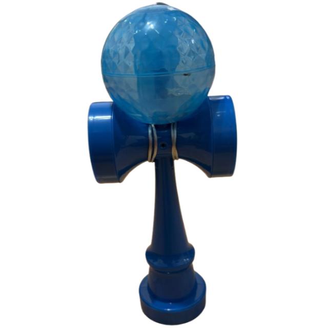 Kendama jucarie japoneza, cu lumini multicolore, plastic, albastru
