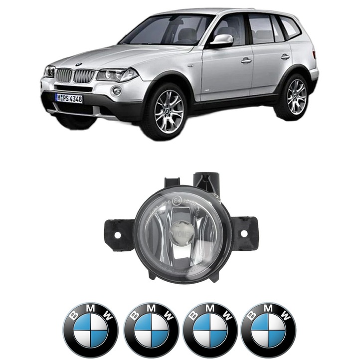 Lampa Proiector Dreapta BMW Seria X3 (E83) din 2003-2011, Auto, Tip bec H11, Depo, 4 Stickere auto cu BMW
