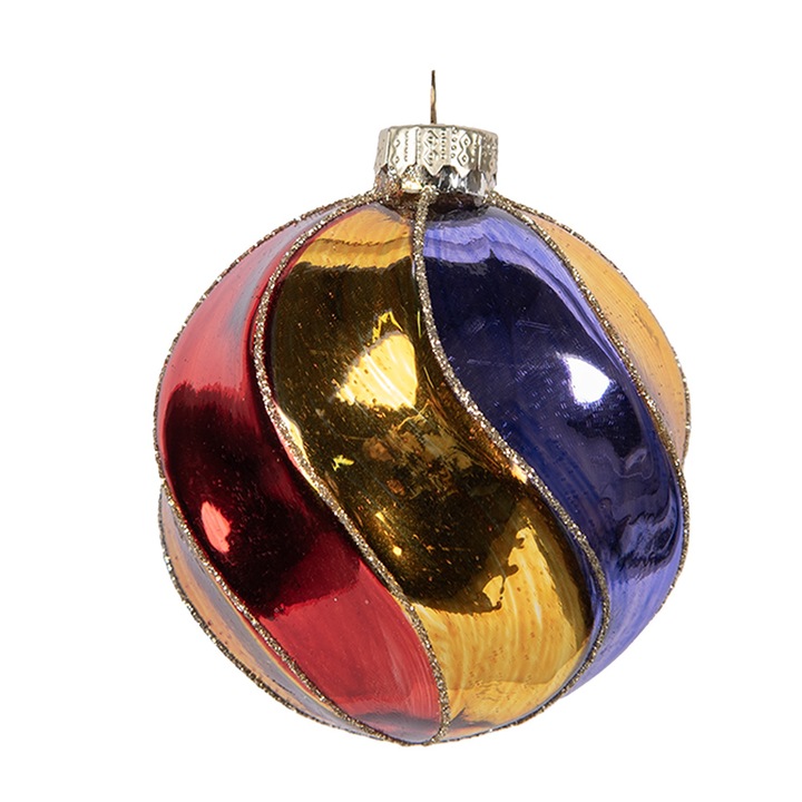 Комплект от 6 многоцветни стъклени коледни топки за елха Ø 8x8 см