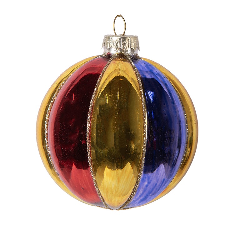 Комплект 6 стъклени коледни топки за елха Ø 8x8 см