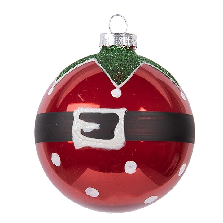 Комплект 6 многоцветни стъклени коледни топки Ø 8x8 см