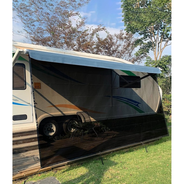Umbrar de soare pentru rulote, copertina cu blocare a vederii 85%, intimitate pentru rulote, autorulote, caravane, inaltime 2, 13 m x latime 3, 96 m
