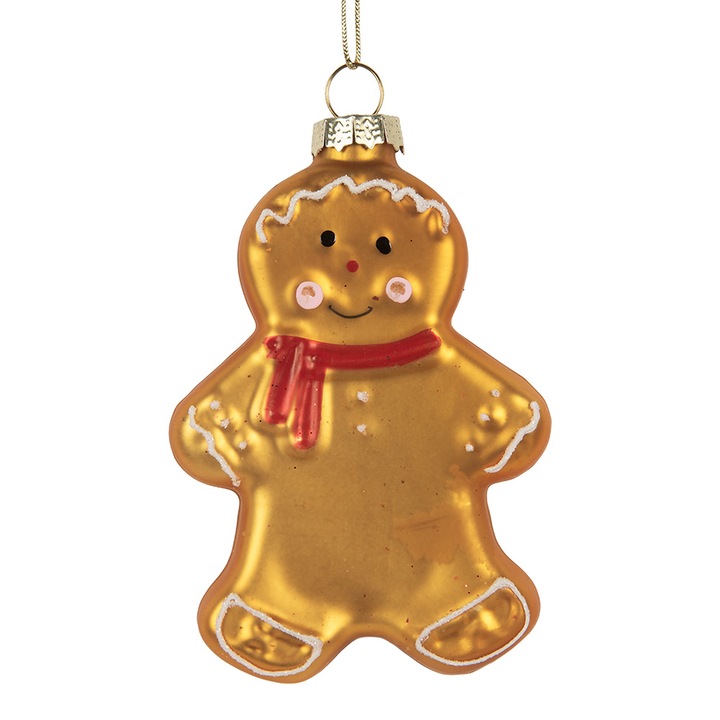 Комплект 6 коледни орнамента за елха Меденки, многоцветно стъкло, 6x2x10 см