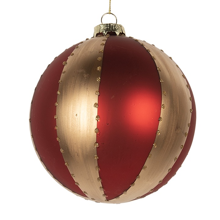 Комплект 6 стъклени коледни топки за елха, червено-златни, x-mas Ø 6x6 см