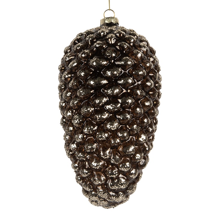 Set 4 ornamente brad Craciun sticla argintie Ø 12x24 cm