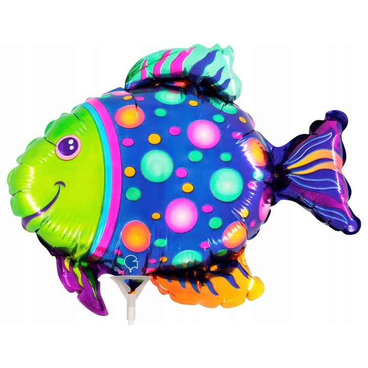 Balon foliowy colorat cu forma de peste, Grabo, 27x21cm, set 1 buc.